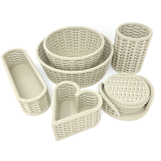 Woven Baskets, Bowls, and Coasters Set
