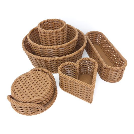 Woven Baskets, Bowls, and Coasters Set