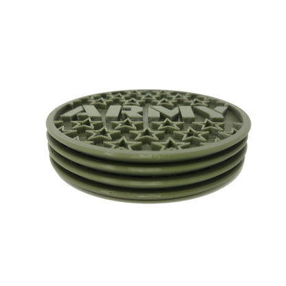 Stack of 4 Army Coasters viewed from the side.